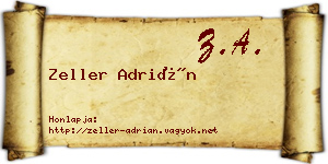 Zeller Adrián névjegykártya