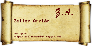 Zeller Adrián névjegykártya